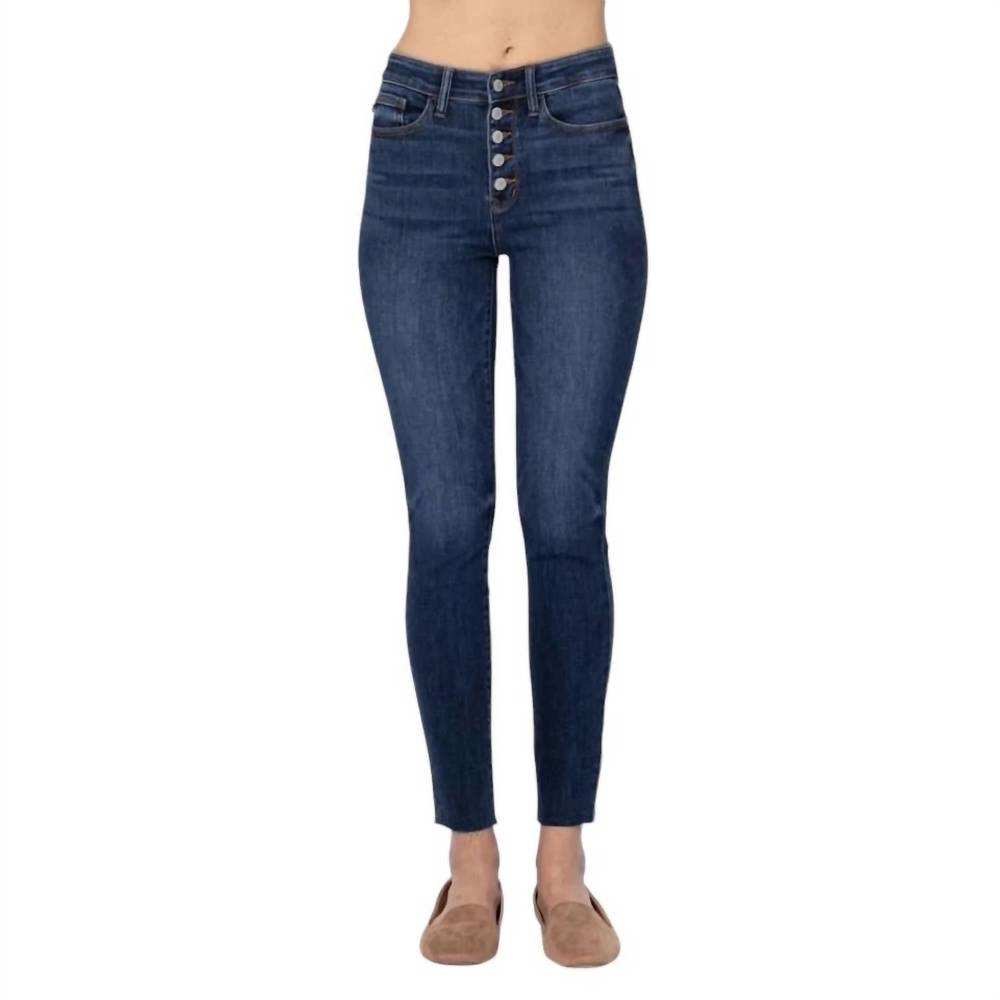 NEW JUDY BLUE maricela high waist button fly jeans in dark blue - Picture 5 of 5